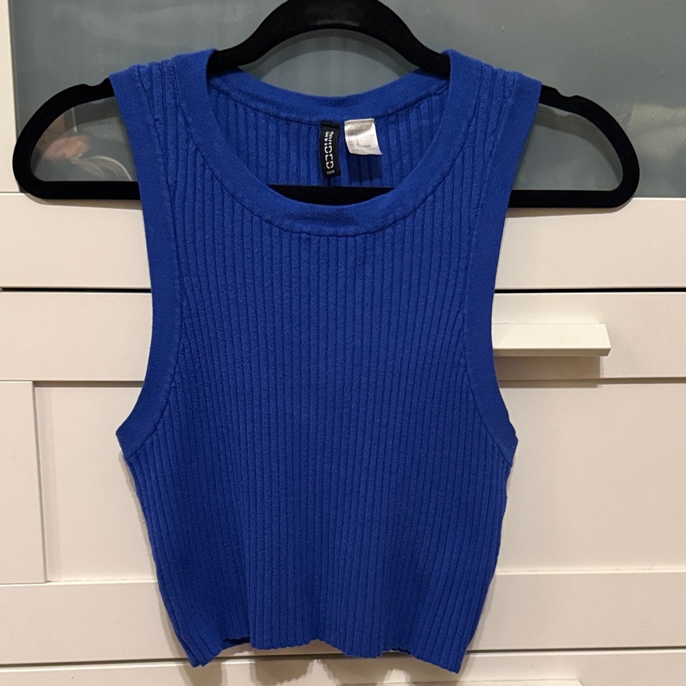 Divided Royal Blue Ribbed Tank